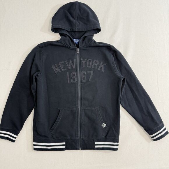 Polo Ralph Lauren Youth Kids Size L (14/16) Black Full Zip Front Jacket - Picture 1 of 8